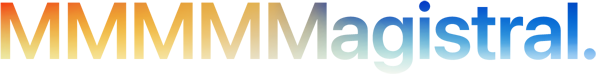 Accroche MMMMMagistral.  avec 5 « M », dégradé orange-bleu