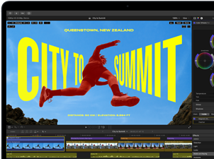 MacBook Air affichant un montage vidéo pour mettre en avant les capacités de la puce M5